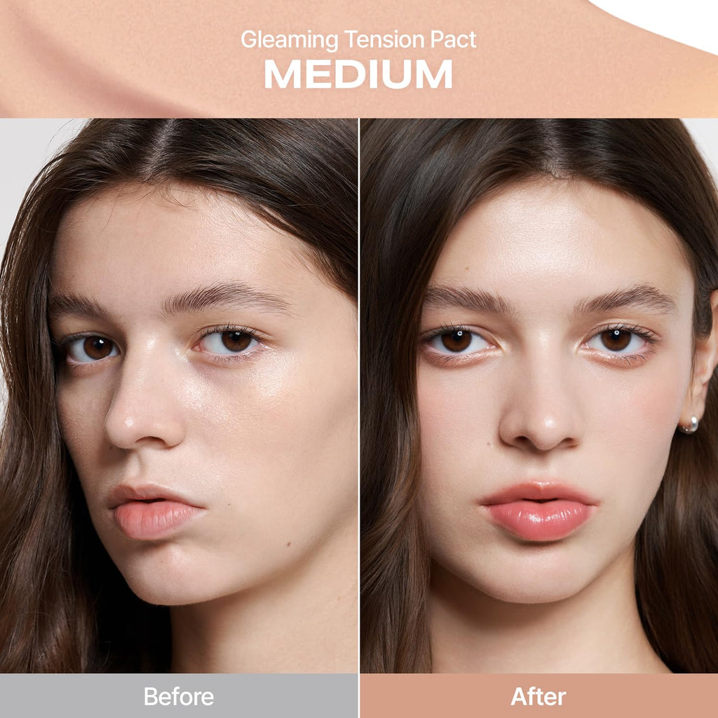 2aN Gleaming Tension Cushion Foundation Pact #25 Sand Beige, Korean Cushion Foundation Makeup, Lightweight & Buildable Coverage with Ceramides and Centella Asiatica (0.45 oz)