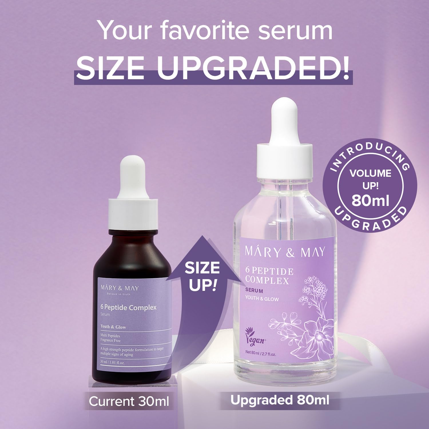 Mary&May 6 Peptide Complex Serum, Value Size, Face & Neck 2.71 fl.oz