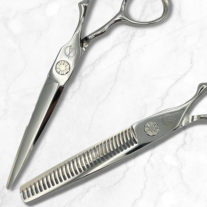 Shihan Shears Set of Professional Hair Cutting Scissors in VG-10 Japan Steel - Includes Hair Cutting Scissors, Thinning Shears and Leather Case - Heritage for Master Stylists (6.0 Inch)