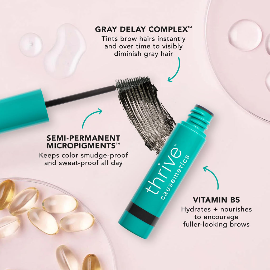 Thrive Causemetics Instant Brow Fix Eyebrow Gel, Soft Black Shade