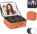 Yaliang Travel Makeup Bag with Mirror & 6 Adjustable EVA Dividers, Camel