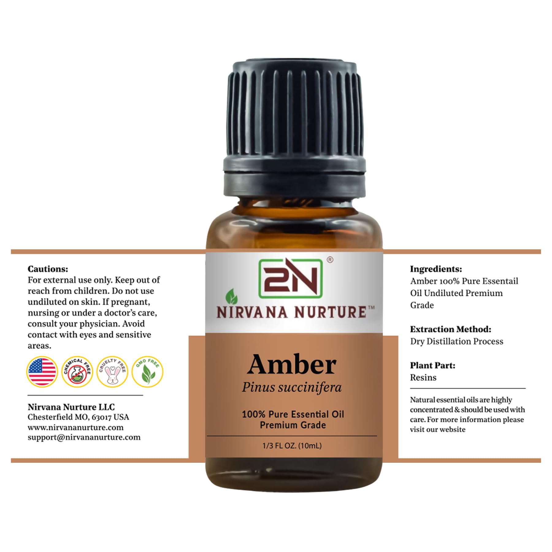 Nirvana Nurture Amber Essential Oil,100% Pure Undiluted, Aromatherapy Oil for Diffuser, Hair & Skin Care