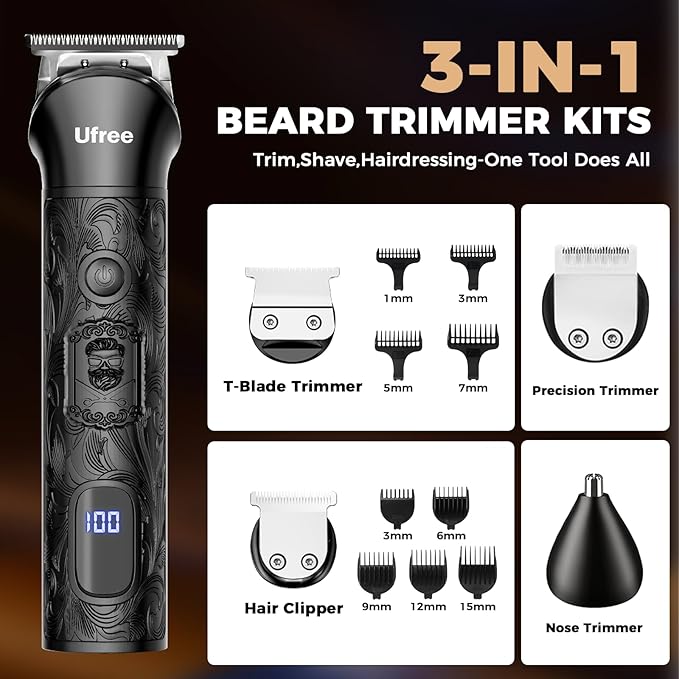Ufree Foil Shaver and Beard Hair Trimmer Set, Men Electric Razor，Mens Gifts
