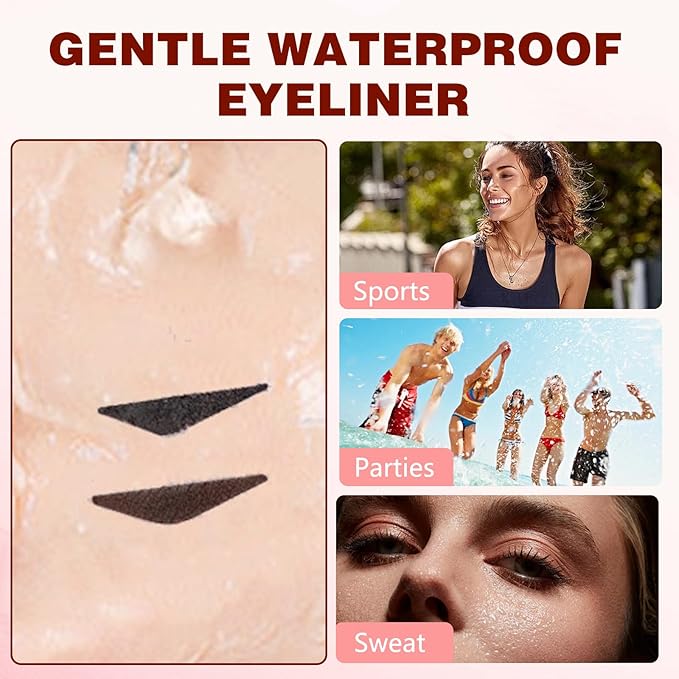 FUERHPSH 2pcs Winged Eyeliner Stamp Pen, Dual Head Rotating Eyeliner Stamp Pen, Quick-Dry, Long-Lasting, Smudge Proof & Waterpoof Liquid Eyeliners Stamp for Beginners (Brown)