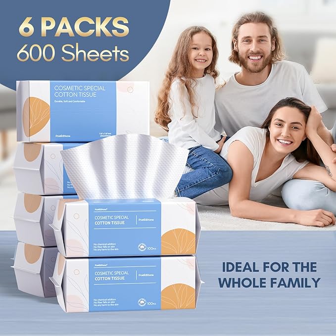 PoeticEHome Disposable Face Towels, Soft Dry Wipes, 3 Pack, 300 Count