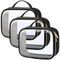 PACKISM Clear Makeup Bag Travel - TSA Approved Toiletry Bag, 3 Pack Black