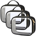 PACKISM Clear Makeup Bag Travel - TSA Approved Toiletry Bag, 3 Pack Black