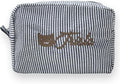 jcyif Custom Makeup Bag Personalized Cosmetic Bag Cute Seersucker Travel Toiletry Bag for Women Embroidered Bag Organizer for Bride Makeup Bag Gift Balck