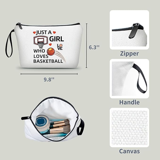ARIOSEY Basketball Gifts for Girls, Zipper MakeUp Cosmetic Bag