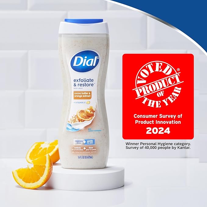 Dial Body Wash, Orange Peel & Cocoa Butter, Vitamin E, 16 Fl Oz, 4 Count
