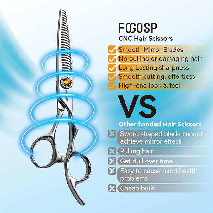 FOGOSP Thinning Shears for Hair Cutting Extremely Sharp Japan VG10 Steel Hairdressing Scissors for Barbers Salon Stylists CNC Craftsmanship Smoothing Cut Barber Scissors for Women Men (Blending Shear)