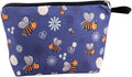 Pebarmnt Cute Animal Lovers Gifts Dinosaur Tropical Sloth Butterfly Cosmetic Bag Makeup Pouch with Zipper (bee)