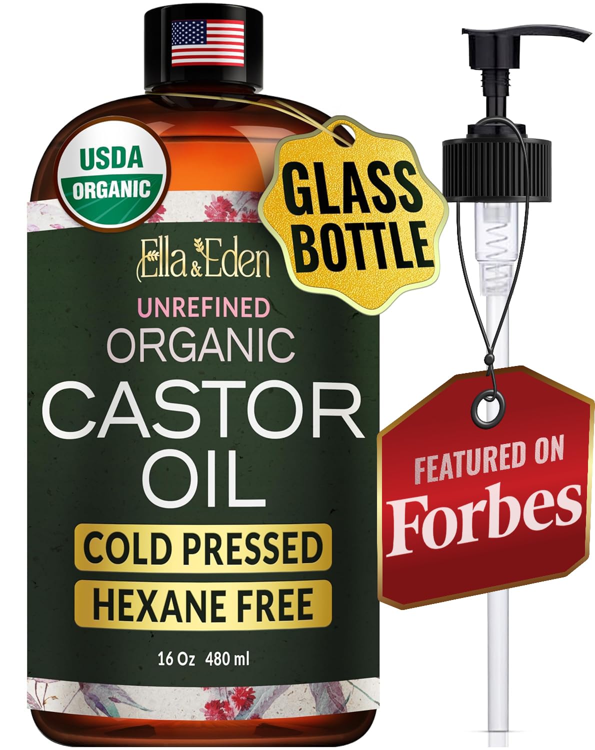 USDA Organic Castor Oil, 100% Pure Cold-Pressed Hexane-Free, 32 Fl Oz