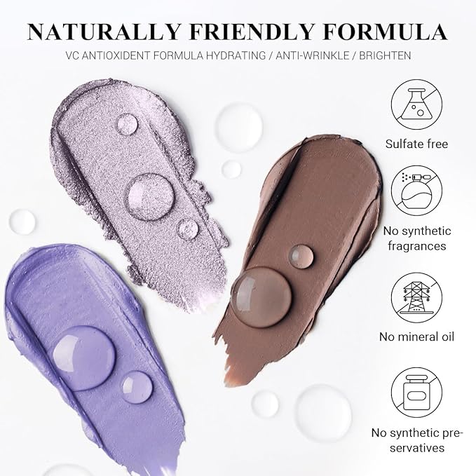 LUXAZA 3PCS Eyeshadow Stick Sets,Pro Longwear Cream Eye Shadow Sticks Pencil Crayon,Eye Brightener Stick-Lilac Love
