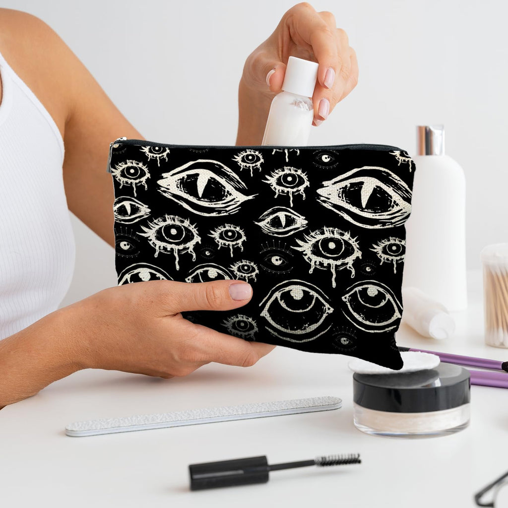 RYYCDOI Goth Makeup Bag, Mystical Gothic Evil Eyes Witchy Cosmetic Bag Toiletry Bag for Women, Witch Stuff, Halloween Makeup Bag, Halloween Gifts for Women
