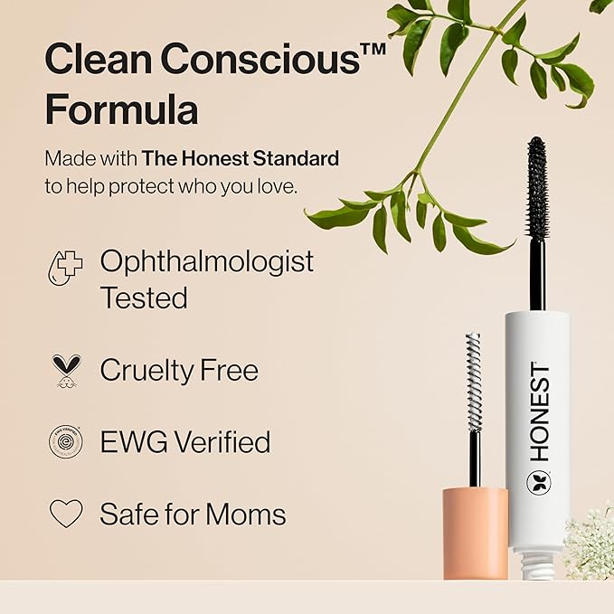 Honest Beauty 2-in-1 Extreme Length Clean Mascara, Primer, Black,.27 fl oz