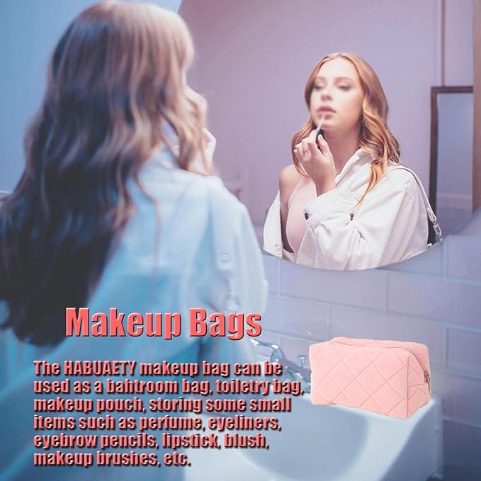 HABUAETY Makeup Bag Small Cosmetic Bags for Purse Women Girls Y2k Checkered Make Up Pouch