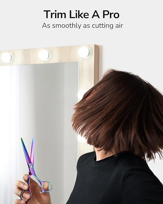 Hair Cutting Scissors, ULG Professional Hair Scissors 6.5” Rainbow