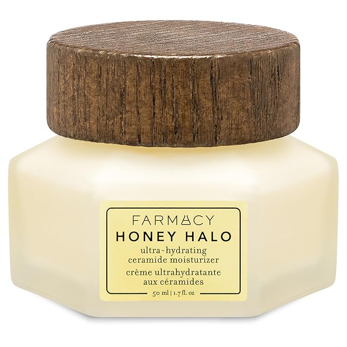 Farmacy Ceramide Face Moisturizer - Honey Halo Ultra Hydrating Facial Moisturizer with Buckwheat Honey + Ceramides - Helps Restore Barrier + Replenish Dryness - Plumping Skin Care for Dry Skin (50ml)