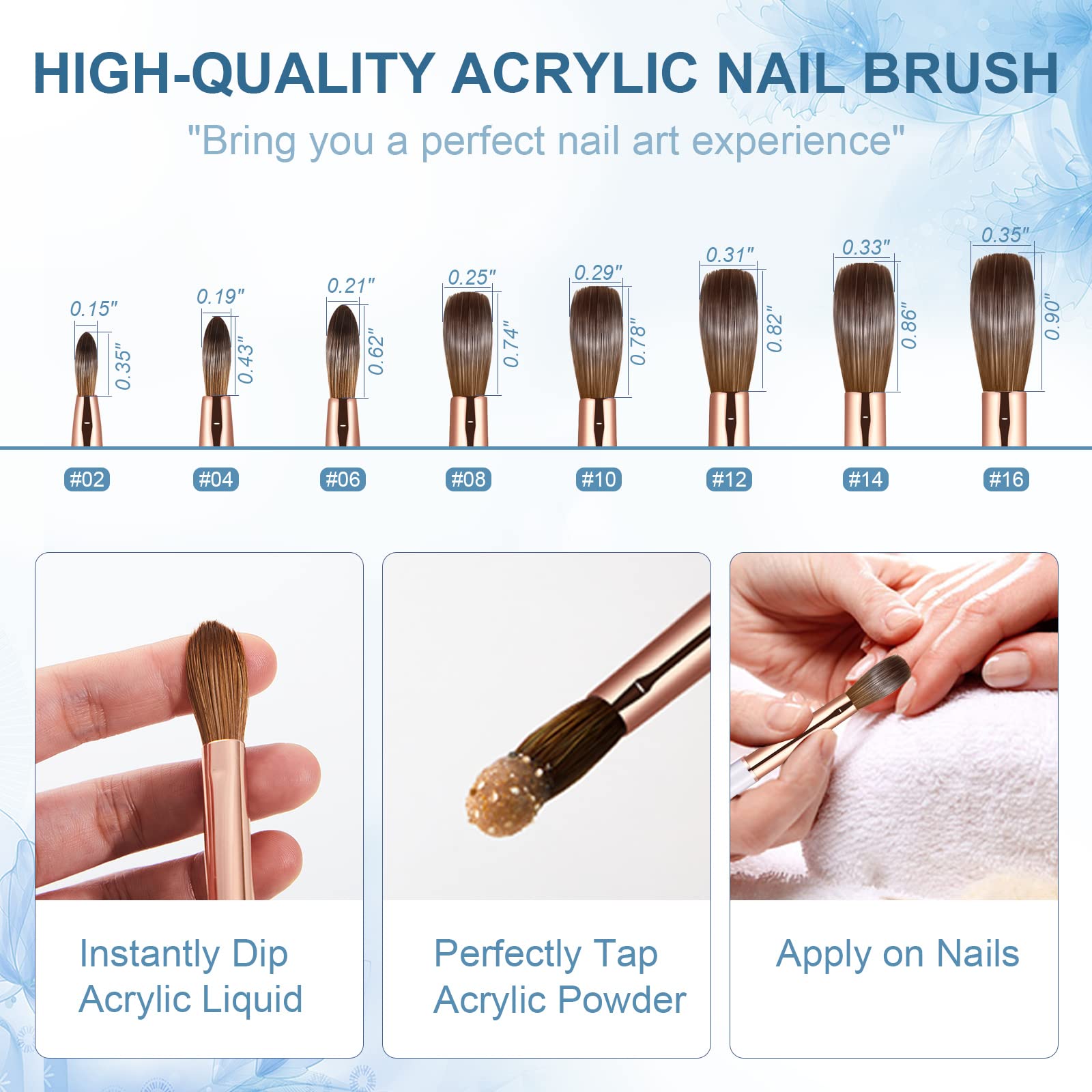 Shine Chance Acrylic Nail Brush Size 12, 100% Real Kolinsky Art Nail Brush for Acrylic Powder Application, Handmade Women Manicure Nail Extension Tool for Professional DIY Home Salon and Beginners