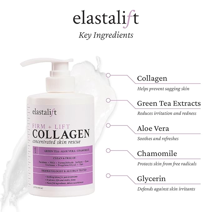 Elastalift Collagen Serum for Face + Body Cream & Face Moisturizer Skin Care Bundle, Face Serum + Body Lotion for Skin to Lift, Plump, & Firm Sagging Skin, 2-Piece Set