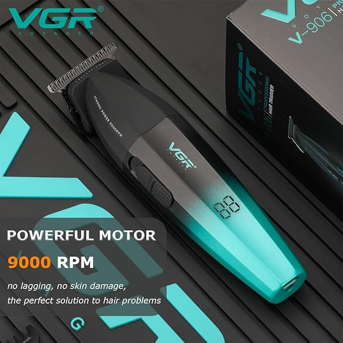 VGR 906 Cordless Hair Trimmer for Men with Zero-Gap T-Blade, Green