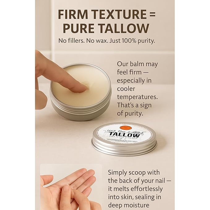 Hearthical Halal Grass Fed Beef Tallow For Skin – 70g Organic Beef Tallow Moisturizer – Beef Tallow Face Moisturizer & Beef Tallow Face Cream – Pure Beef Tallow Balm with Lavender & Cedarwood