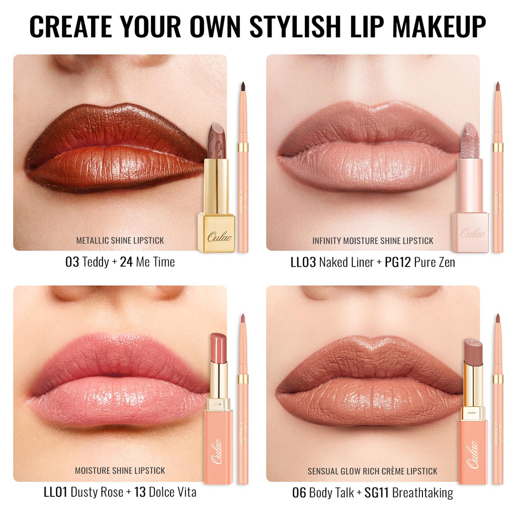 Oulac Waterproof Lipliner Pencil - Smooth and Creamy, Retractable Lip Makeup for Precision Application, Vegan & Cruelty-Free, LL09 Lilac Love Pink