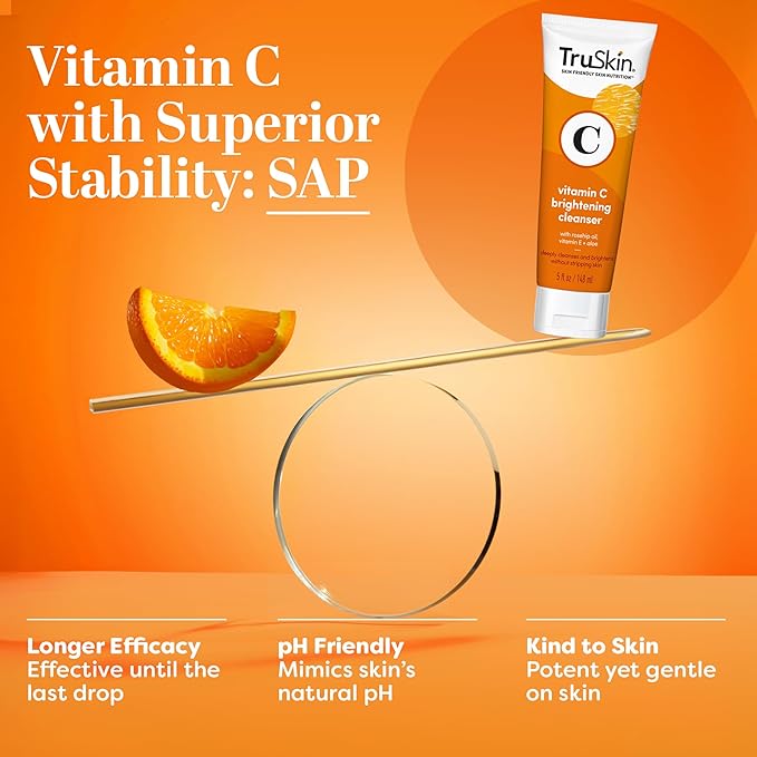 TruSkin Vitamin C Brightening Face Wash with Rosehip Oil, 4 fl oz