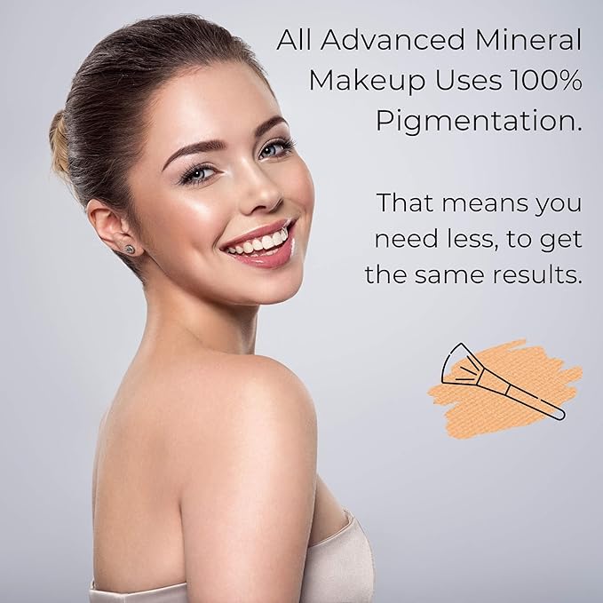 Advanced Mineral Makeup 4-in-1 Pressed Foundation Powder with Natural SPF, Concealer & Finishing for Medium to Full Coverage Foundation, Mineral-Based (Angelina,.35 oz)