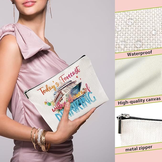 4 PCs Cruise Vacation Cosmetic Bag Girls Trip Gifts Favors, Cruise Gifts