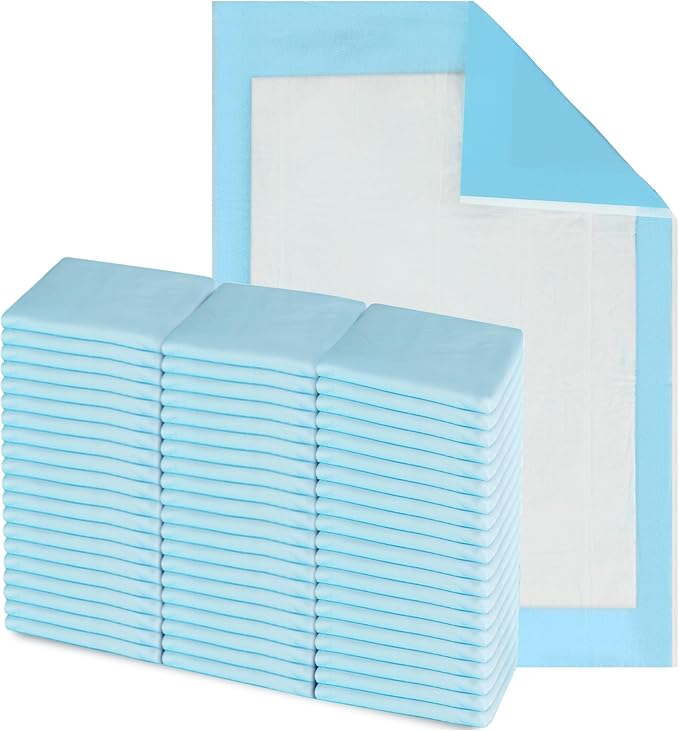 HALYARD Premium Disposable Underpads, 17 x 24 Inches Chux Pads - Light Blue, Pack of 50 - Incontinence Bed Pads for Adults with Airlaid Core for Moisture and Odor Control