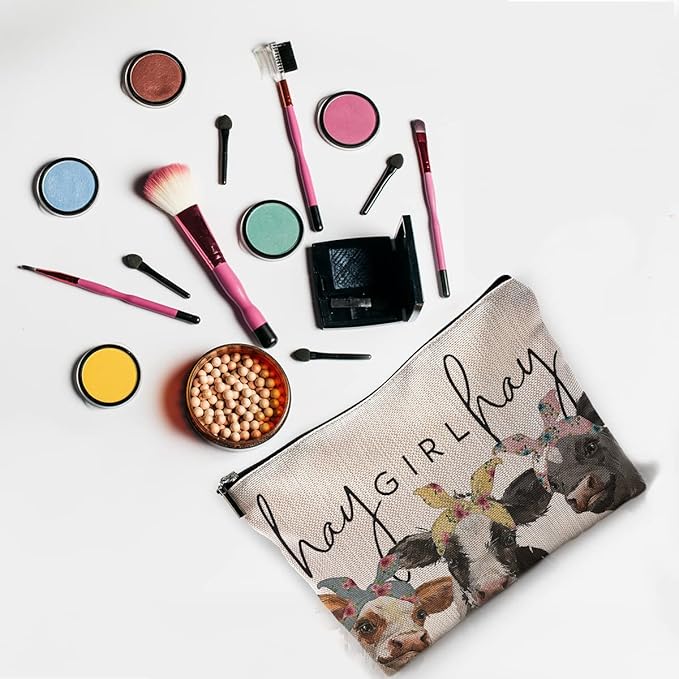 NEGIGA Cow Gifts,Western Makeup Bag,Cow Makeup Bag,Cow Print Stuff,Makeup Bags For Women