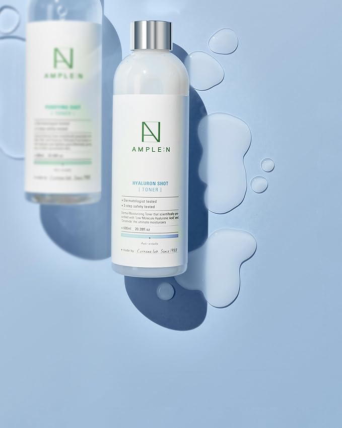 Ample:N Hyaluron Shot Toner, Korean Hydrating Face Toner, 20.3 fl oz