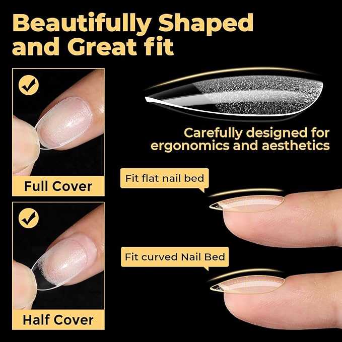 UNA GELLA 600Pcs Short Oval Almond Nail Tips, Round Almond Press on Nails