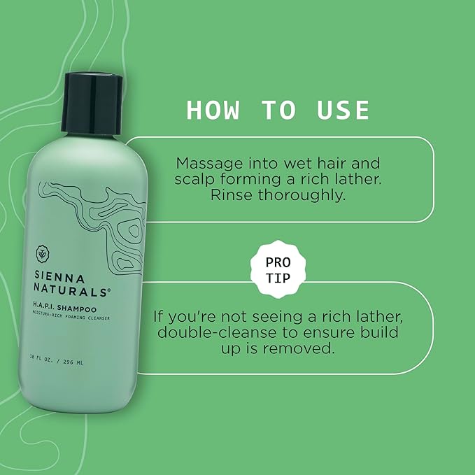 Sienna Naturals - HAPI Shampoo - Hydrating Cleanser - Vegan - 10 Fl Oz
