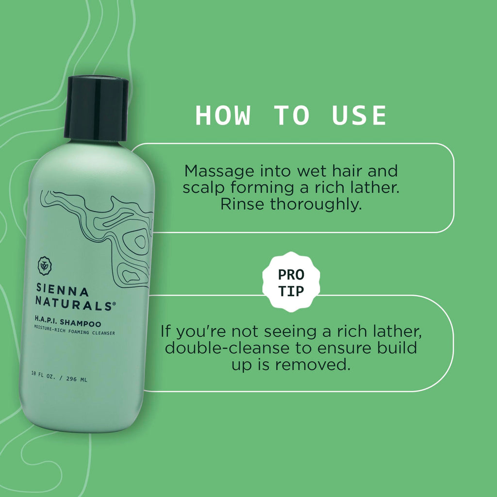 Sienna Naturals - HAPI Shampoo - Hydrating Cleanser - Vegan - 11 Fl Oz