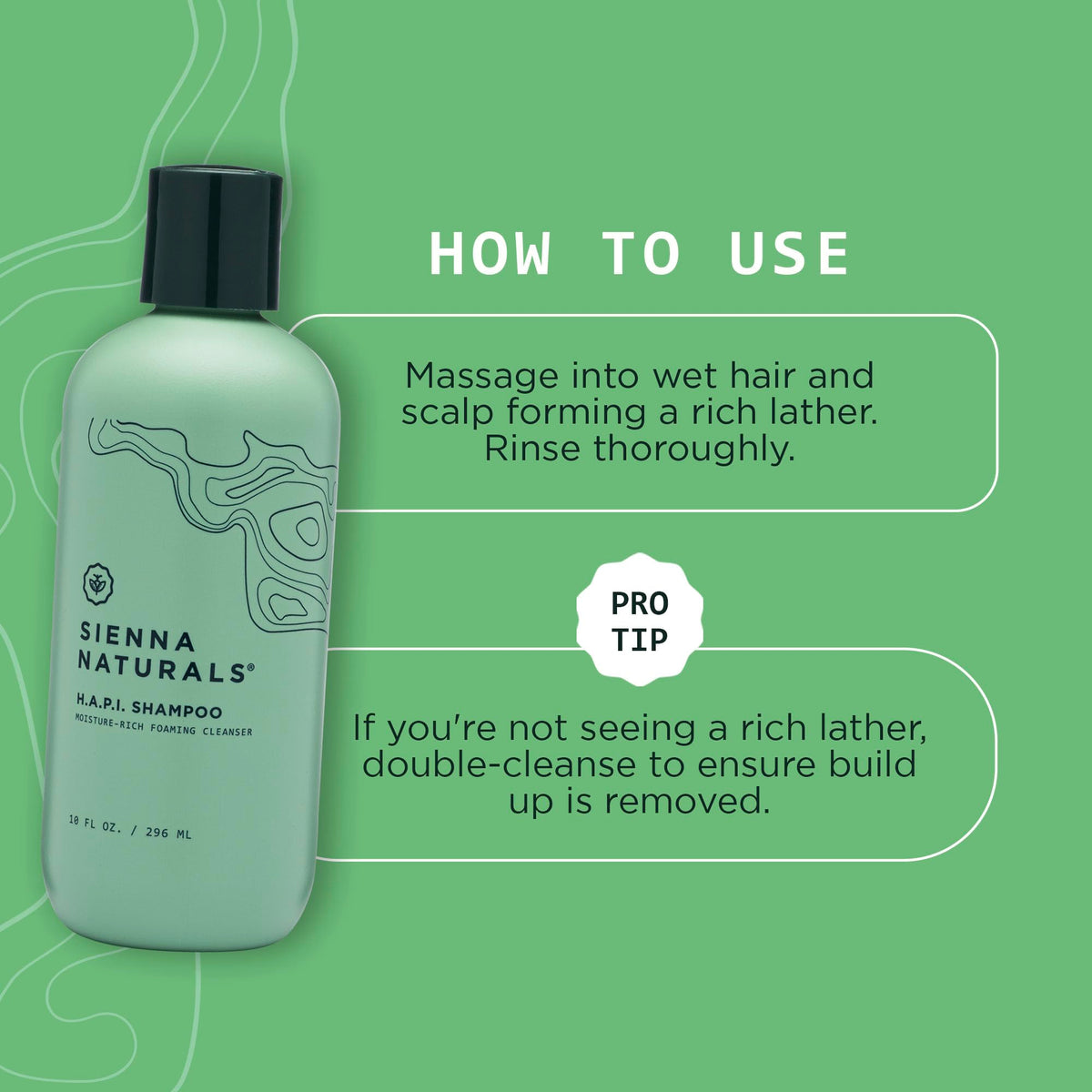 Sienna Naturals - HAPI Shampoo - Hydrating Cleanser - Vegan - 11 Fl Oz