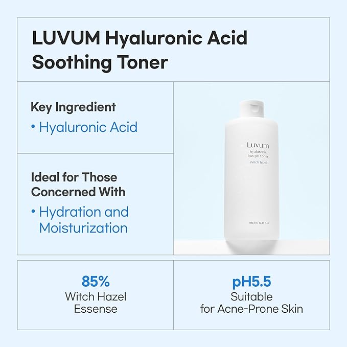 Luvum Witch Hazel Hyaluronic Low pH Toner, Witch Hazel, Hyaluronic Acid, pH 5.5, 10.15 fl. oz