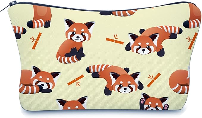 Aiphamy Cute Travel Makeup Bag Cosmetic Bag Small Pouch Gift for Women (Red Panda)