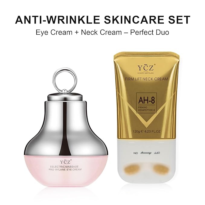 Ycz AH-8 Neck Firming Cream and Red-Glow Electric Eye Cream Set, 5.99 Fl Oz