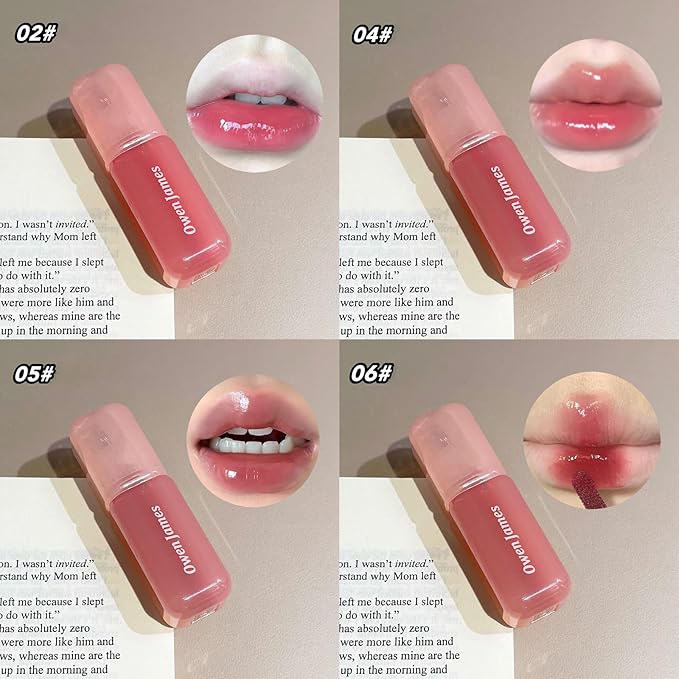 LuckNest 4PCS Hydrating Lip Gloss Set,Highly-Pigmented Korean Lip Glaze,Plumping Lipgloss, Moisturizing Mirror Liquid Lipstick, Non-Stick Cup,Glossy Finish,Long-lasting Natural Makeup