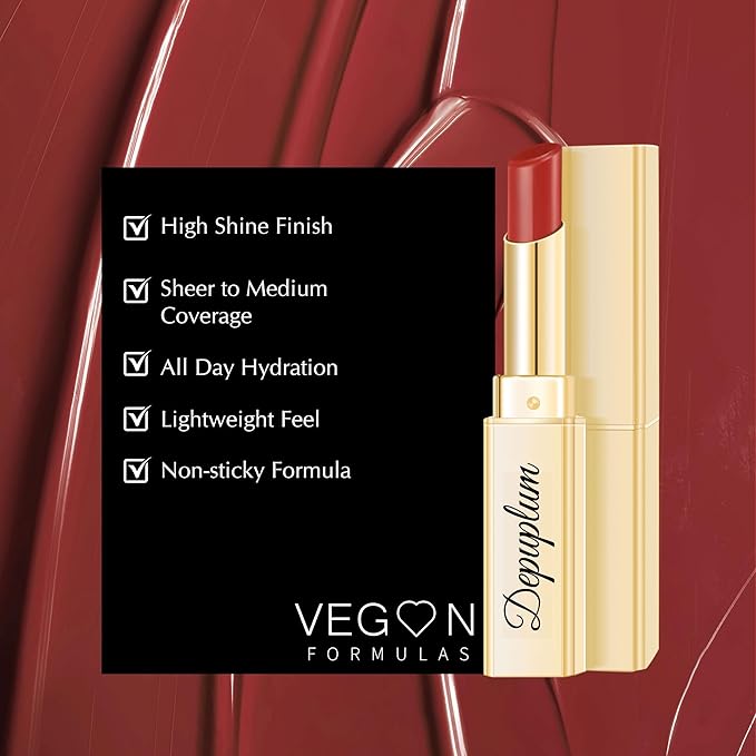 Depuplum Berry Red Lipstick for Women Moisture Lip Gloss Tinted Lip Balm