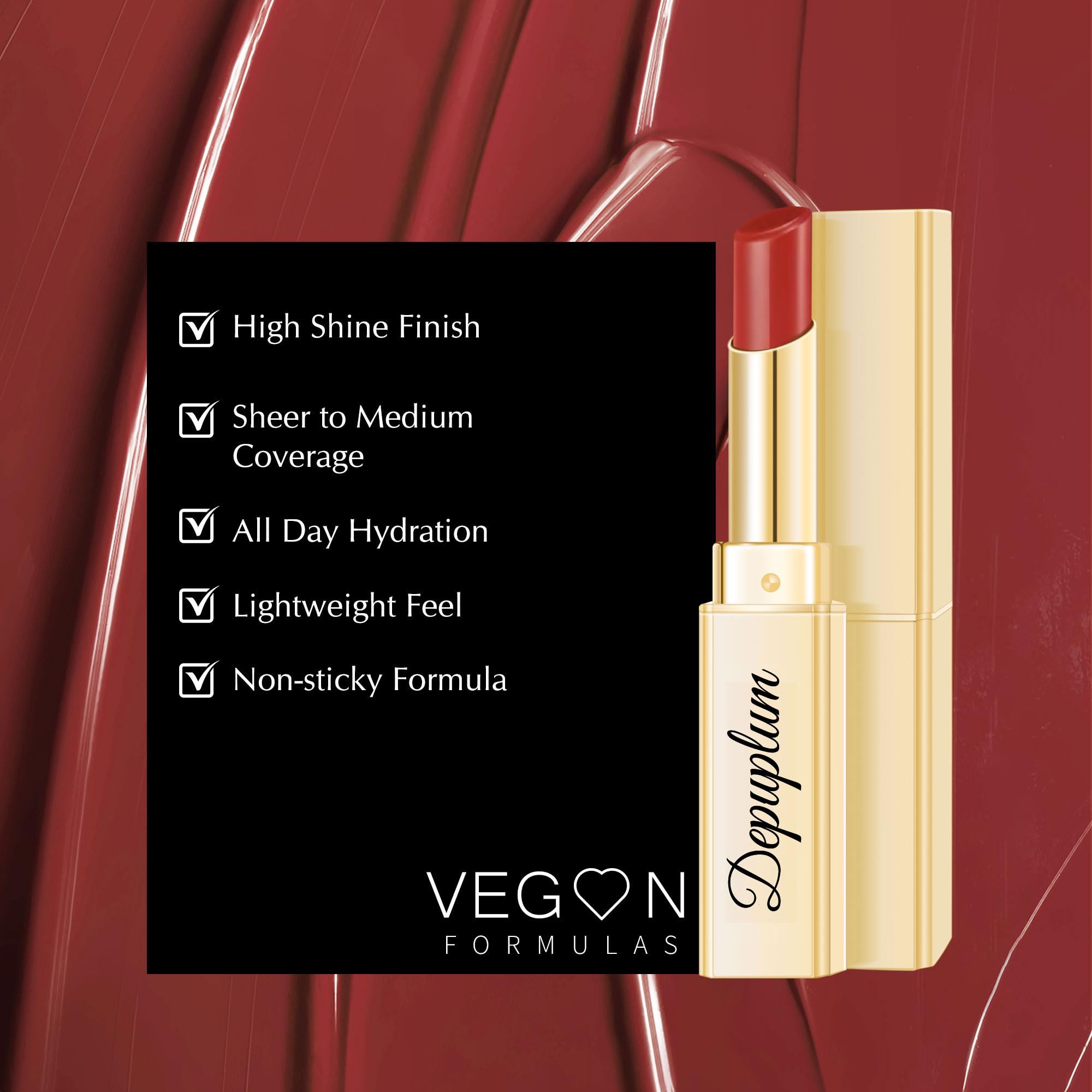 Depuplum Berry Red Lipstick for Women Moisture Lip Gloss Tinted Lip Balm