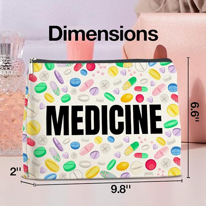 UPNEGE Medicine Cosmetic Bag Gifts for Women Friends Doctor Nurse Healthcare Professionals Colorful Medical Makeup Bag Zipper Pouch