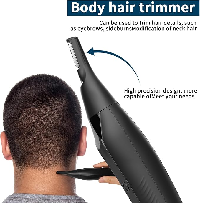 Selouj Ear and Nose Hair Trimmer for Men, 2026 Professional Painless USB Rechargeable Eyebrow & Facial Electric Hair Trimmer for Men Women, Powerful Motor, Dual Edge Blades, IPX7 Waterproof, Cool Gray