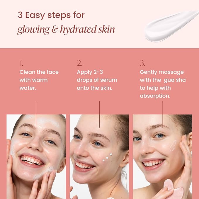 PLANTIFIQUE Massage Set: Rose Quartz Gua Sha & Vitamin C Face Serum Korean