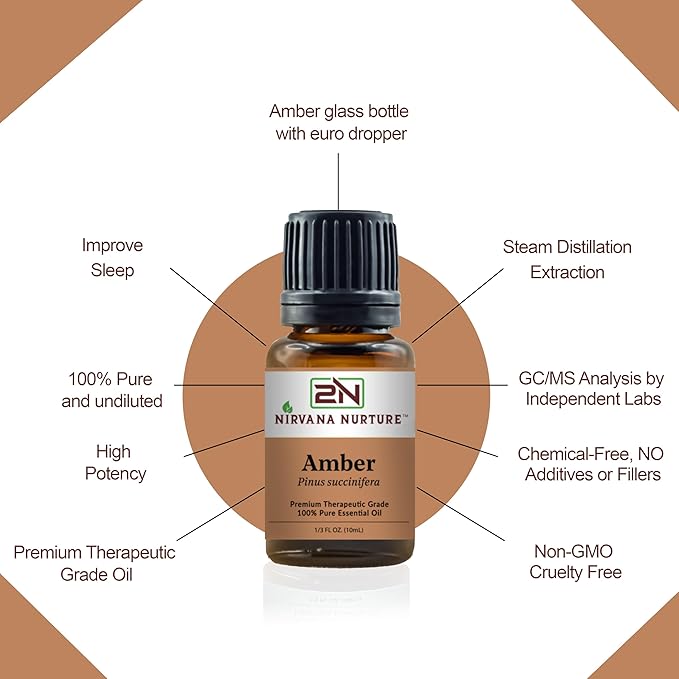 Nirvana Nurture Amber Essential Oil,100% Pure Undiluted, Aromatherapy Oil for Diffuser, Hair & Skin Care