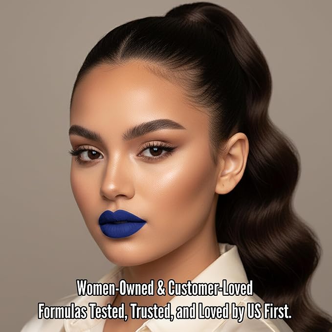 Mynena Hydrating Blue Matte Liquid Lipstick, Long Lasting Lip Stain - Mavi