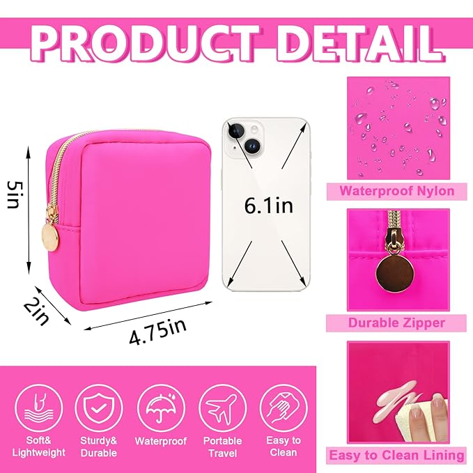 UIXIZQ 6 Pcs Waterproof Mini Makeup Bag Pouch for Purse,Small Cosmetic Travel Bag Pouch Nylon Toiletry Organizers Bag for Women Girls,Cute Mini Zipper Preppy Coin Purse for School Work Camping Travel